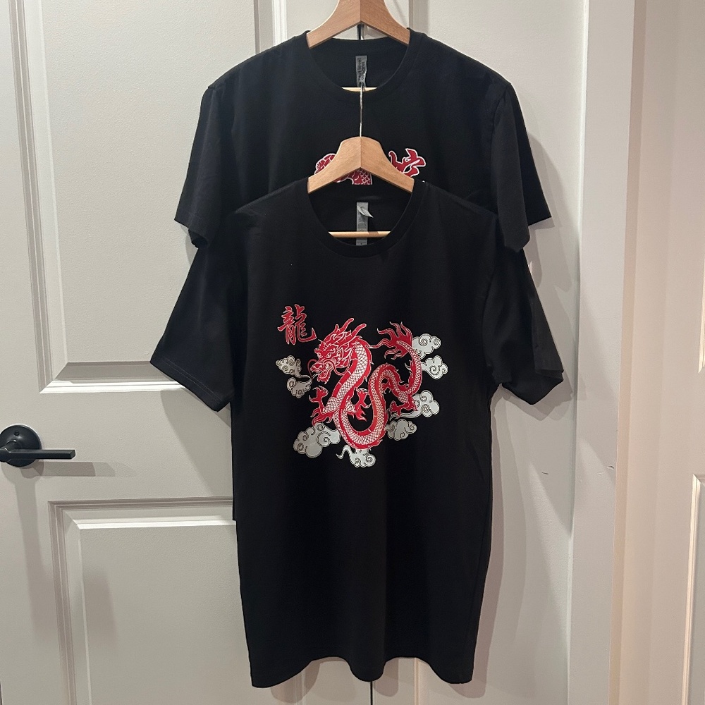 Two (2) Lunar New Year/Chinese New Year T-Shirts, Year of the Dragon & Snake, M